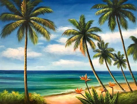 36 X 48 Tropical Beach Paintings Of Paradise Coastal Painting