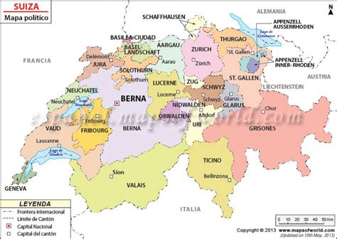 Mapa De Suiza Geografia Moderna