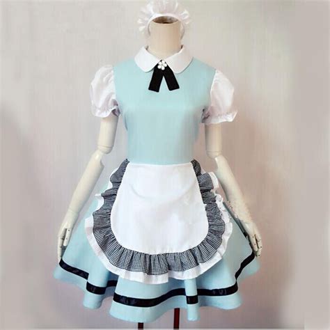 Alice Lolita Cosplay Princess Dress Light Blue Girls Lolita Maid Sweet