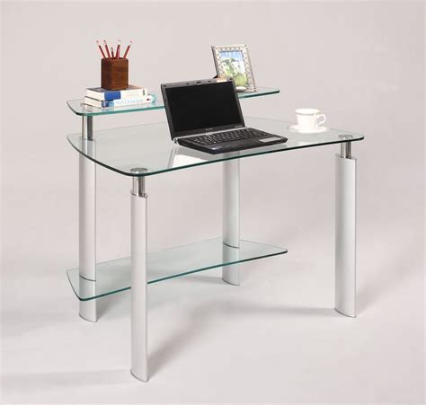 Clear Glass Computer Desk Chintaly Imports Furniture Cart