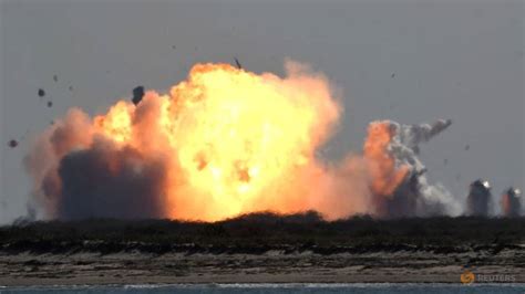 spacex starship prototype rocket explodes on landing after test launch cna