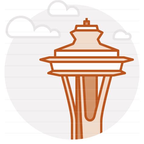 Seattle Usa Space Needle Filled Outline Landicons
