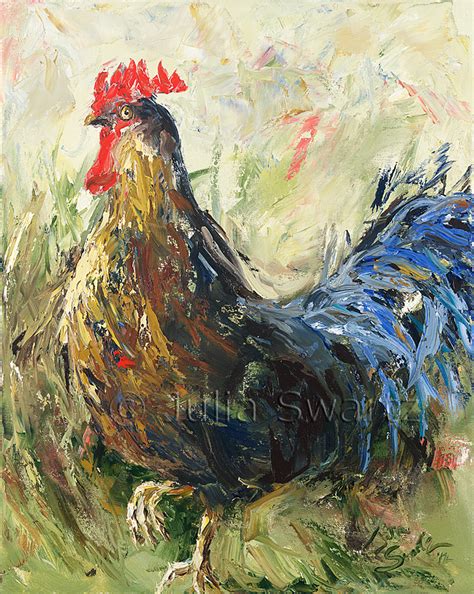 Cock A Doodle Doo Rooster Oil Painting