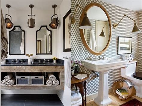 When designing a small guest bathroom, one of the biggest design challenges is figuring out ways to incorporate plenty of storage. moderne-badezimmer-im-vintage-stale-mit-vintage-lampen-und ...