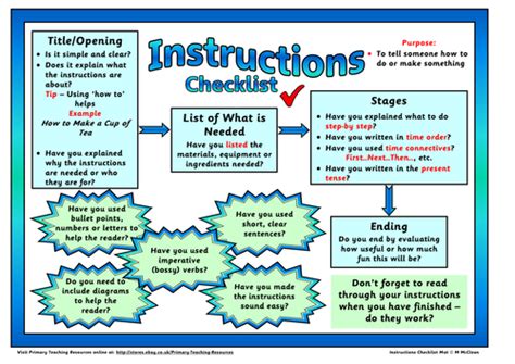 Instruction Genre Checklist Mat By Shelleymccuk Teaching Resources Tes