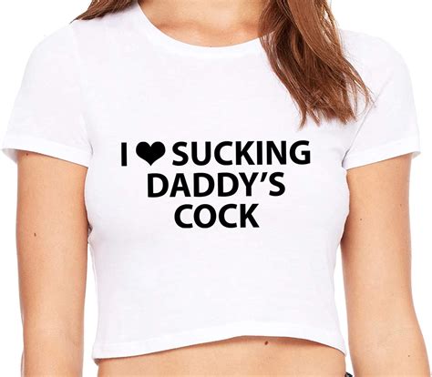 Knaughty Knickers I Love Sucking Daddys Cock Ddlg Oral White Crop Tank
