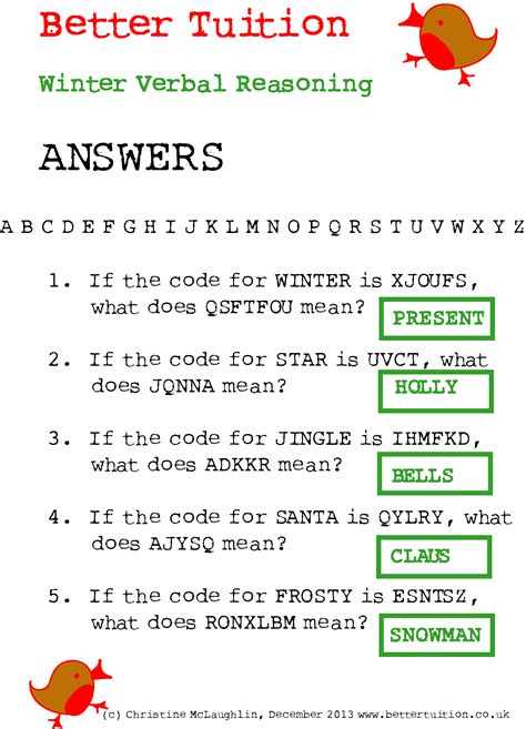 Verbal Reasoning Code Cracking Answers Better Tuition