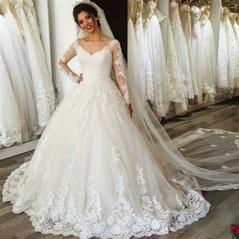 Since 2004, we've been connecting buyers and sellers of new, sample and used wedding dresses and bridal party gowns. Vintage Lace Long Sleeves V Neck Wedding Dresses Ball ...