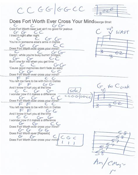 Does Fort Worth Ever Cross Your Mind George Strait Guitar Chord Chart Lyrics And Chords