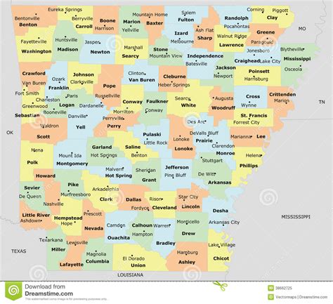 Arkansas County Map Stock Illustration Illustration Of