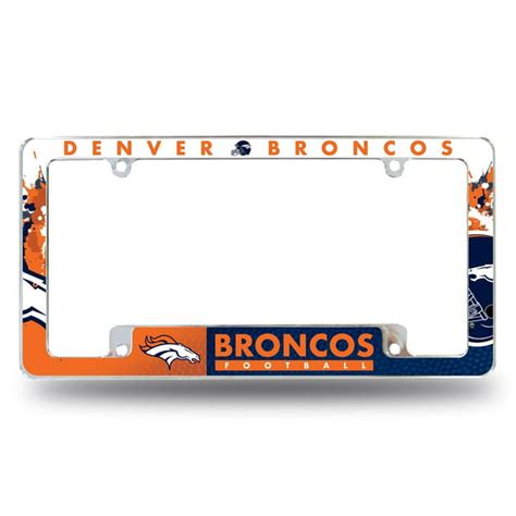 Rico Denver Nfl Broncos Chrome Metal License Plate Frame With Bold