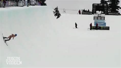 Naked Almost Skier Half Pipe Fail Video Dailymotion