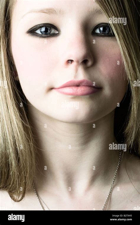 Headshot Portrait Of A Blonde Teenage Girl Stock Photo Alamy
