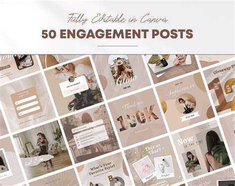 Neutral Instagram Post Story Template Bundle Canva Beauty Fashion