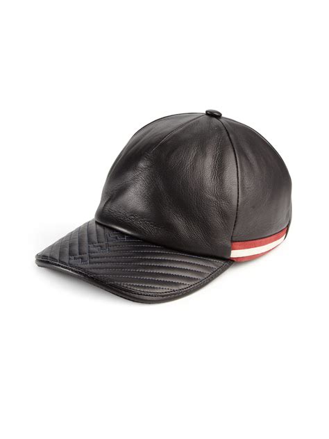 Bally Leather Baseball Cap In Black For Men Lyst