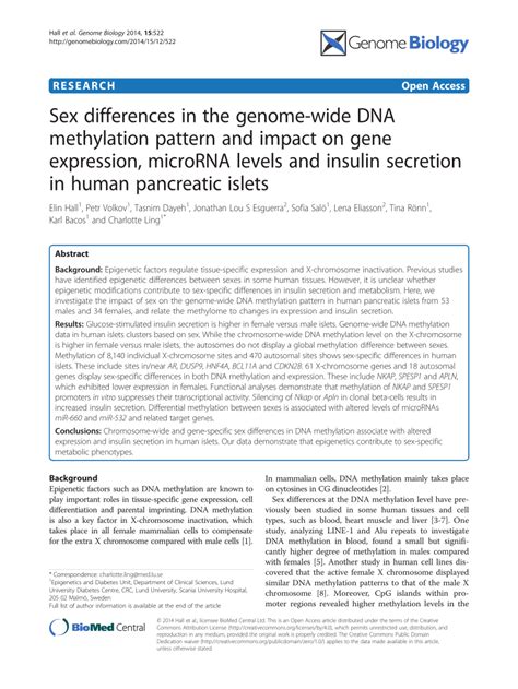 pdf sex differences in the genome wide dna methylation pattern and impact on gene expression