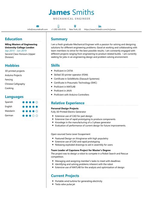 Get inspiration for your resume, use one of our professional templates, and score the job you want. Mechanical Engineer Student Resume - ResumeKraft