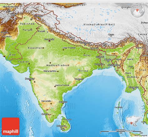 Physical D Map Of India