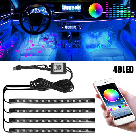 Led lights help to add a cool factor to your car. Car Interior LED Light Strip Bluetooth, TSV 4Pcs ...