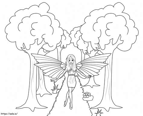 Fairy In The Forest Coloring Page