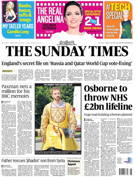 Newspaper Headlines £2bn Nhs Boost And Penny Mordaunts Obscene