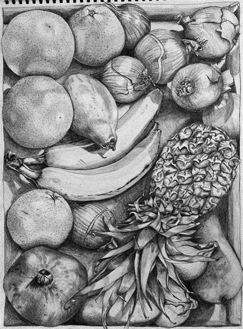 How to create excellent observational drawings 11 tips. Image result for Themed still life drawings | Fruits drawing, Fruit sketch, Observational drawing