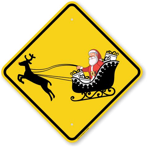 Santa On Sleigh Symbol Crossing Sign Sku K2 0655