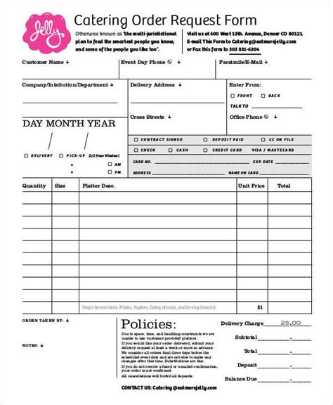 16 Catering Order Forms Ms Word Numbers Pages Free And Premium