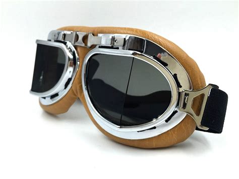 Vintage Aviator Pilot Goggles for Cruiser Chopper Motorcycle Scooter ...