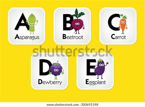 Fruit Vegetable Alphabet Chart Kids Eating Stock Vector Royalty Free