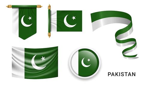 Premium Vector Various Pakistan Flags Set Isolated
