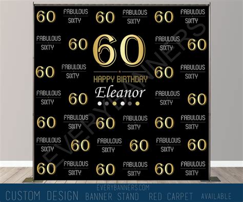 60th Birthday Party For Custom Step And Repeat Backdrop Banner