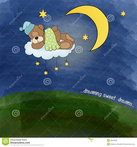 Baby Teddy Bear Sleeping On Cloud Stock Illustration Illustration Of