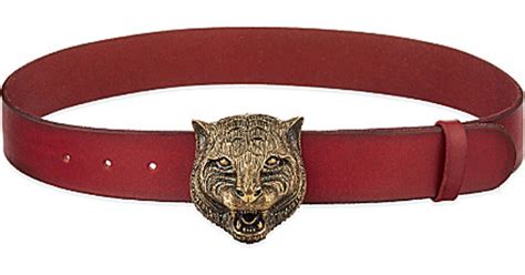 Lyst Gucci Tiger Leather Belt In Red
