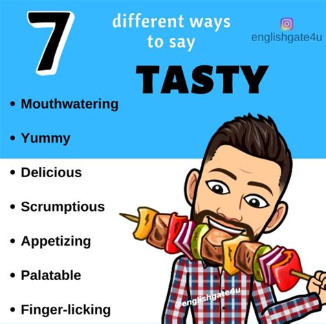 7 different ways to say tasty english vocabulary english vocabulary words english vocabulary