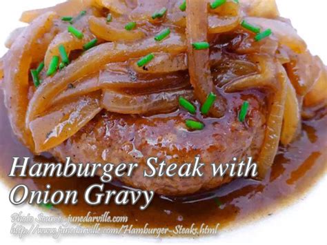 The hamburger gets a lot of flavor from worcestershire sauce, ketchup, and mustard. Hamburger Steak with Onion Gravy | Panlasang Pinoy Meaty Recipes