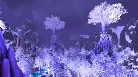 Winter Themed Trees And Mountain Wallpaper Blue World Of Warcraft