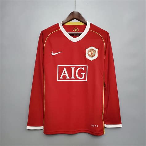 Manchester United 2006 2007 Home Football Shirt Long Sleeve