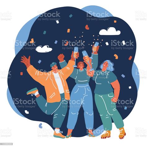 Cartoon Vector Illustration Of Christmas Party Diverse People In