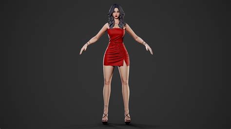 3d Model Party Girl Game Ready Vr Ar Low Poly Rigged Cgtrader