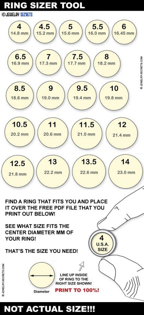 Printable Ring Size Chart In Inches Convert Your Ring Size