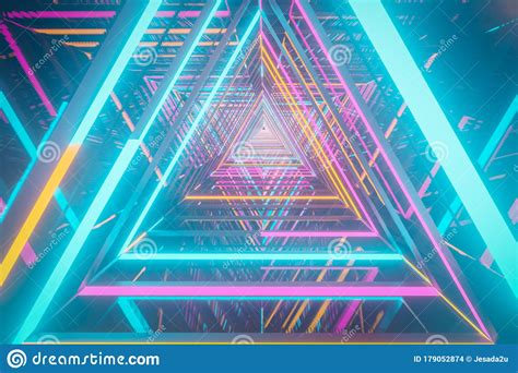Abstract Neon Triangle Pattern Light Effect Symmetry Reflection For