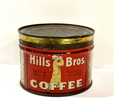 Vintage Coffee Can Hills Bros Tin Half Pound Can The Etsy Vintage