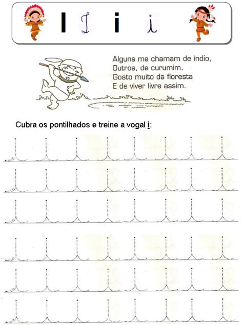 Vogal I Treinando Letra Cursiva Atividade Alfabeto Educação
