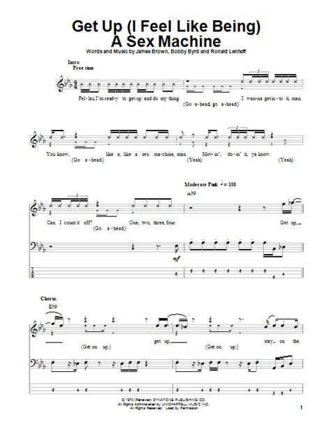 get up i feel like being a sex machine sheet music james brown bass guitar tab