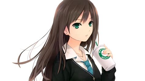 Drinking Coffee Anime Girl Wallpapers Wallpaper Cave