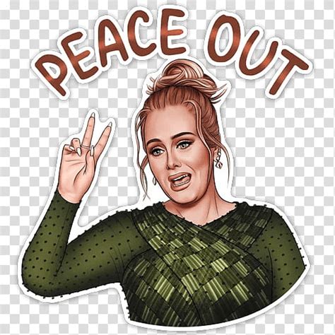 Telegram Logo Adele Sticker Text Peace Cartoon Gesture Finger