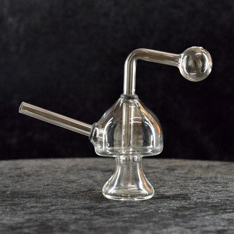 Thick Glass Clear Oil Burner Mushroom Bubbler Pipe For Oil Wax