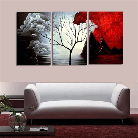 3 Pcs Tree Modern Abstract Landscape Canvas Painting Print Picture Home