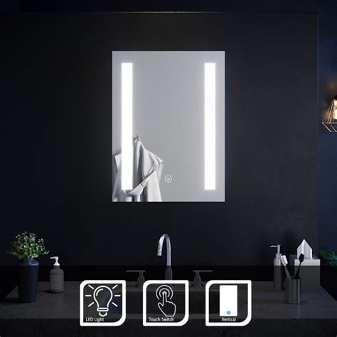 Elegant 450x600mm Led Illuminated Touch Vertical Bathroom Mirror
